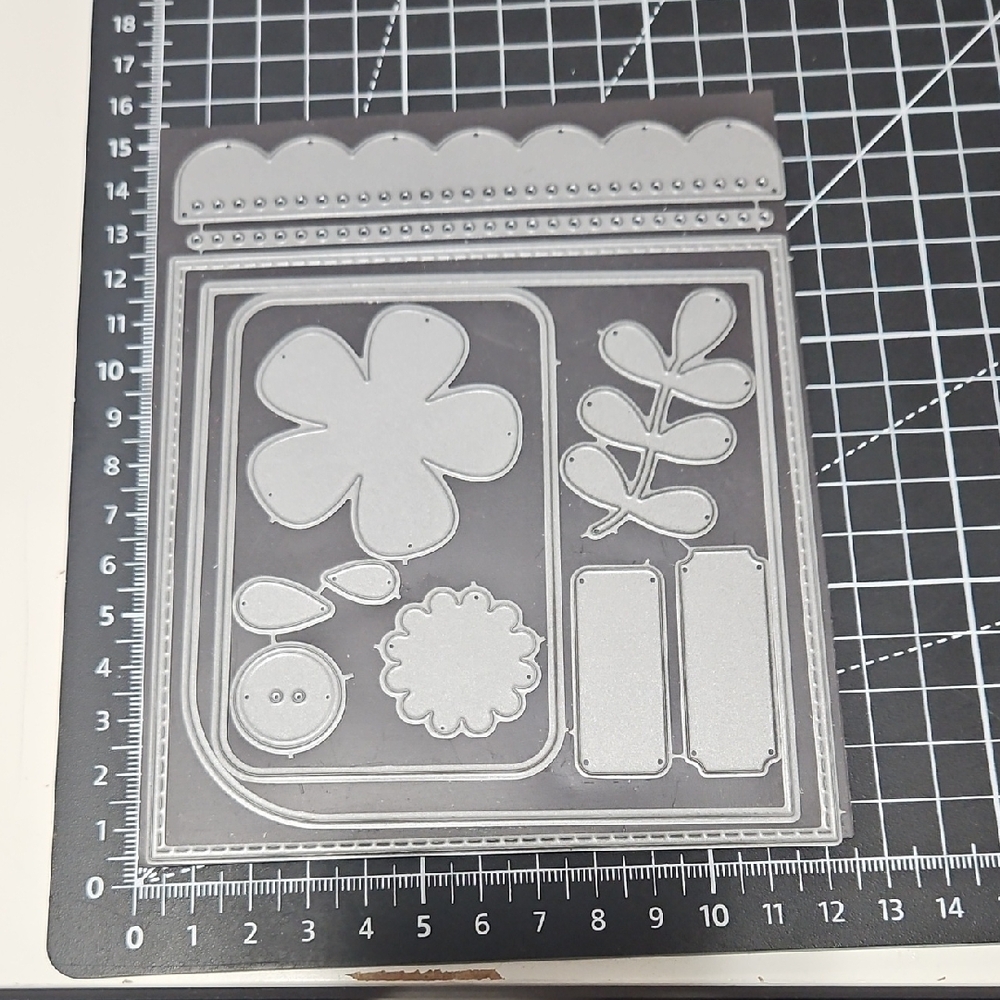 MFT Blueprint #11 Die Set Floral polka dot button edging